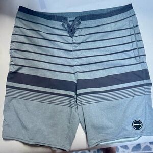 O'Neill Men's Olive greenand Black Striped Board Shorts